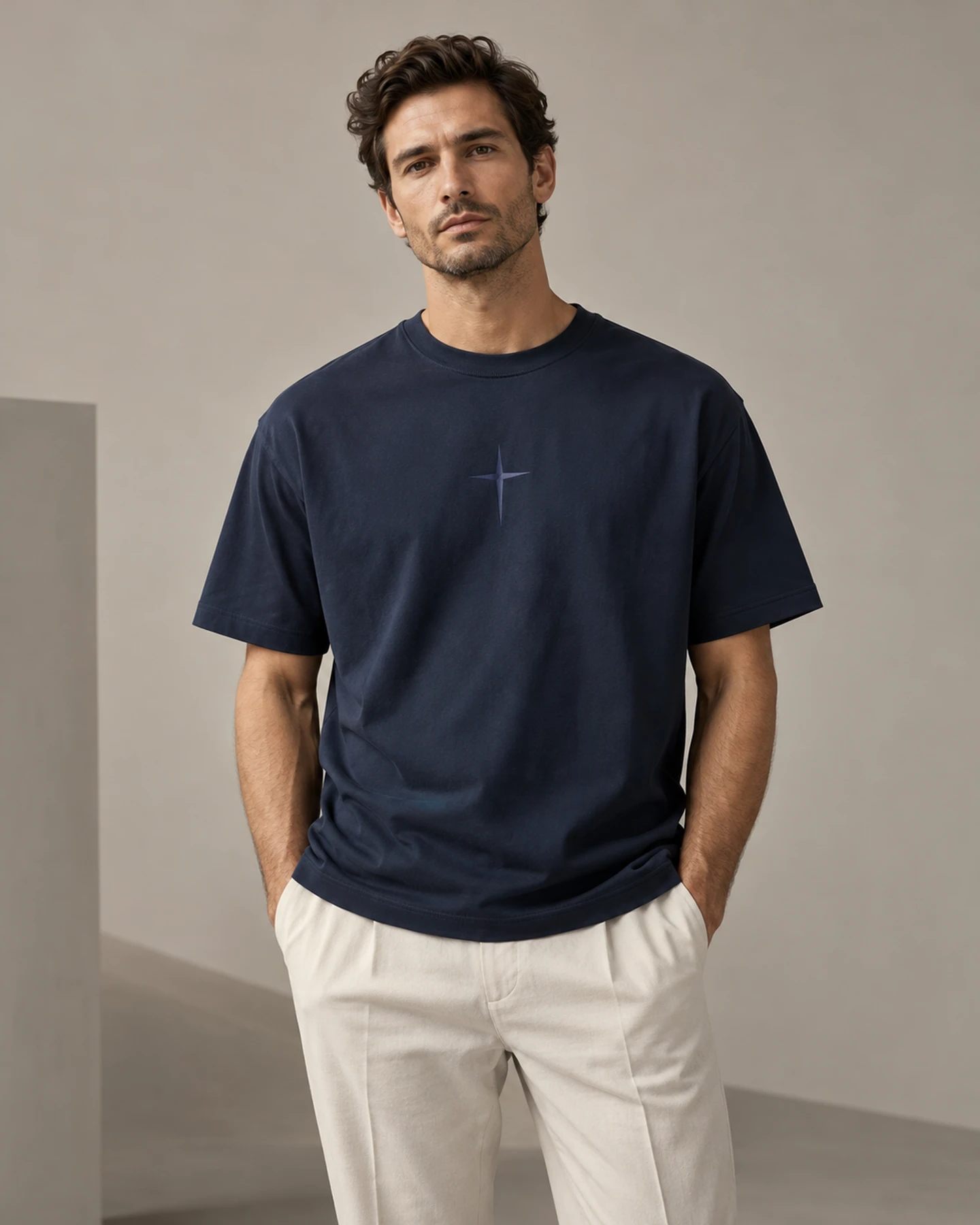 Vista editorial de la playera prblms, fotografía generada para KAIROS CONCEPT